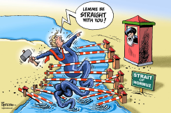 TRUMP TANGLED IN STRAIT OF HORMUZ BARRIERS by Paresh Nath