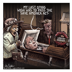 GRAHAM'S DYING WISH TO TRUMP by Michael de Adder