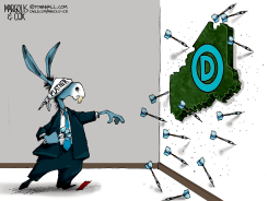 BLINDFOLDED DONKEY MISSES MAINE D TARGET by Margolis & Cox