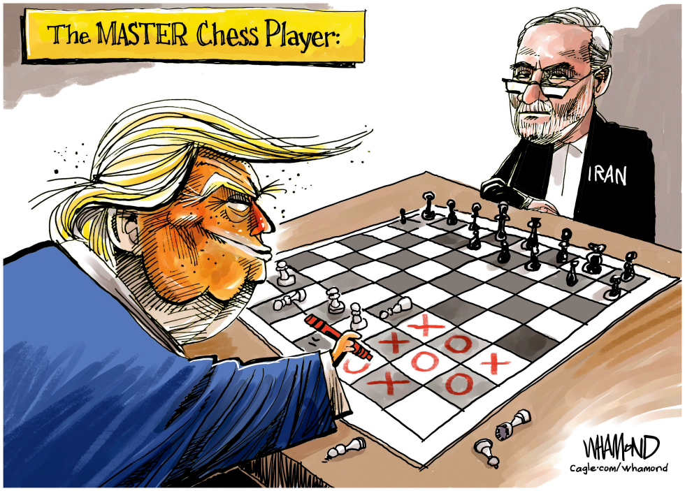 Trump Marks Tic-Tac-Toe on Chessboard Facing Iran