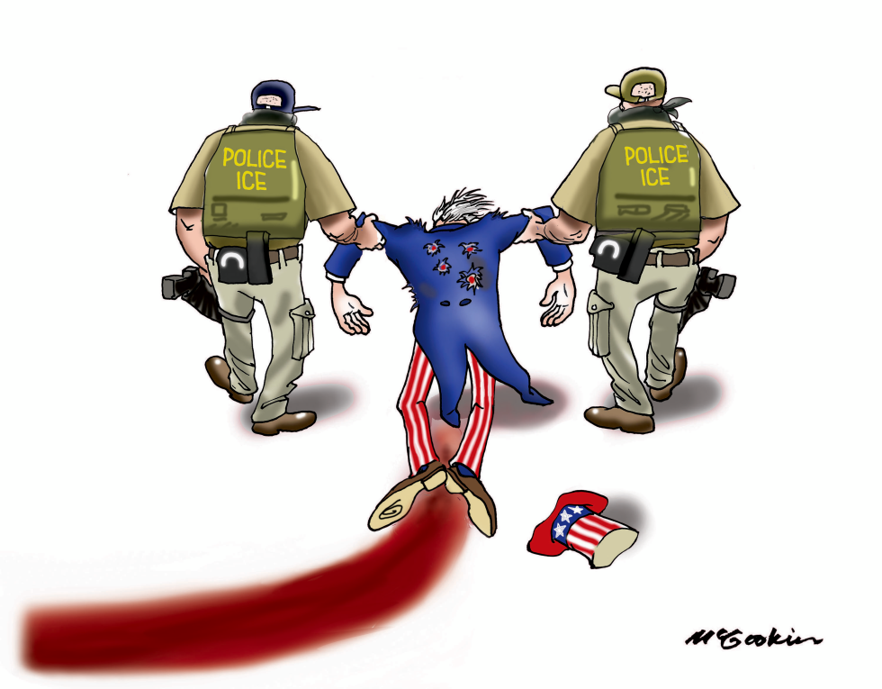 ICE Officers Detain Wounded National Symbol