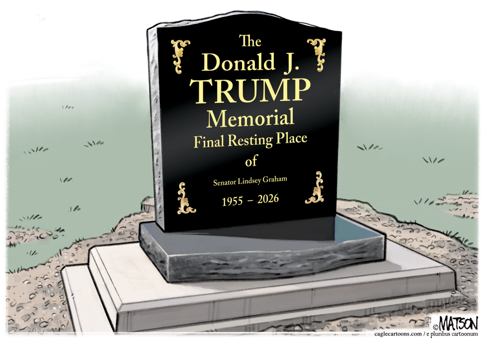 Tombstone marks final resting place of Senator Lindsey Graham as Donald Trump memorial