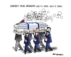 LINDSEY GRAHAM FUNERAL PROCESSION WITH COFFIN by Malcolm McGookin