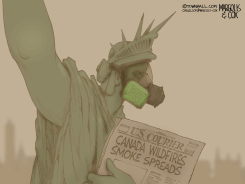 STATUE OF LIBERTY IN GAS MASK by Margolis & Cox