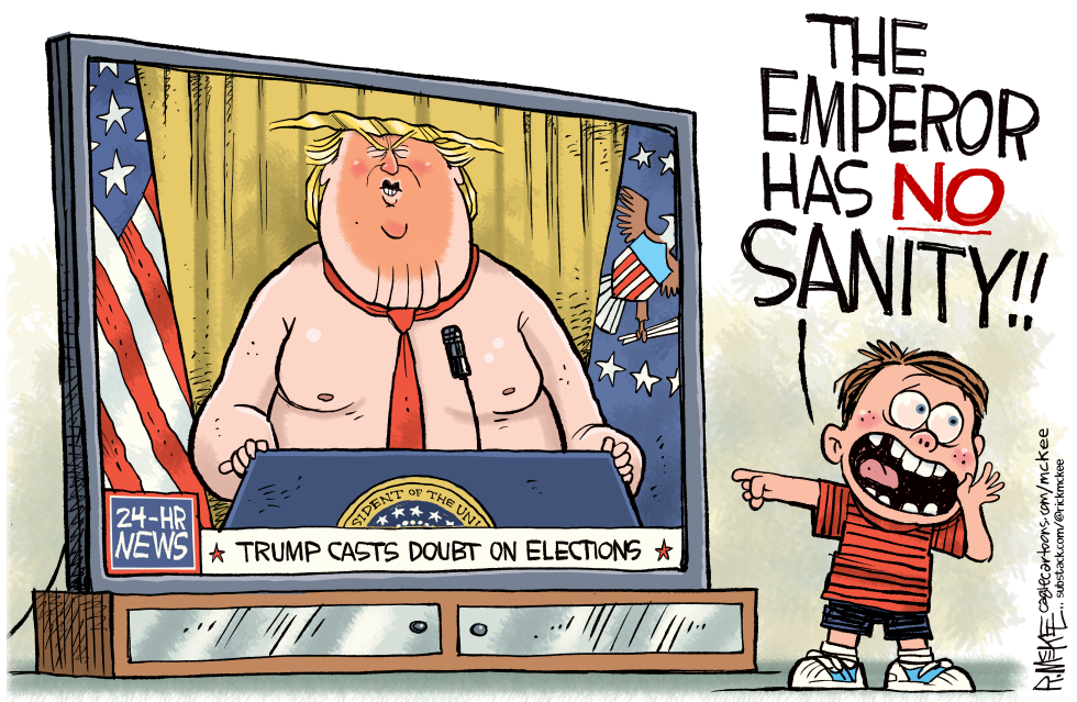 Trump shown shirtless on TV casting doubt on elections