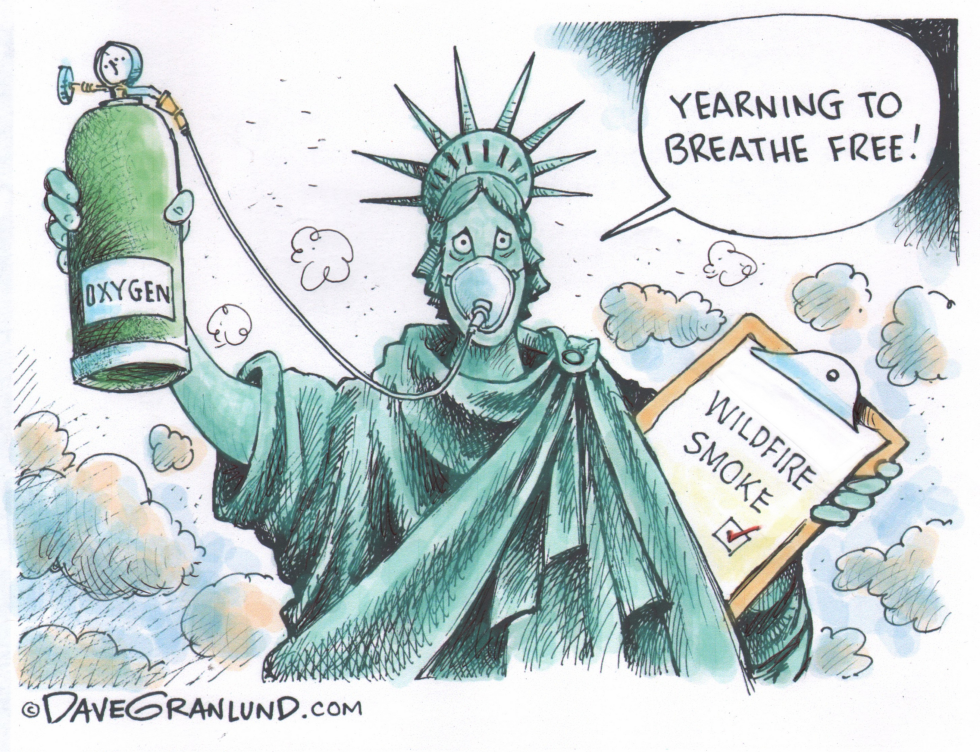 Statue of Liberty dons gas mask amid wildfire smoke crisis