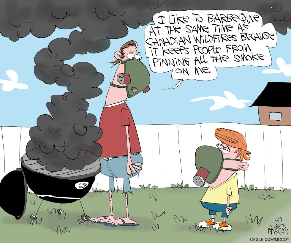 Barbecuers Don Gas Masks as Canadian Wildfire Smoke Rolls In