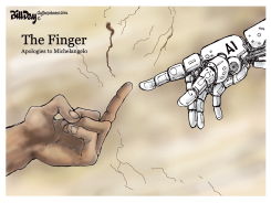 HUMAN FINGER MEETS AI HAND by Bill Day
