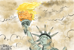 TRUMP HEAD REPLACES LIBERTY TORCH by Jeff Koterba