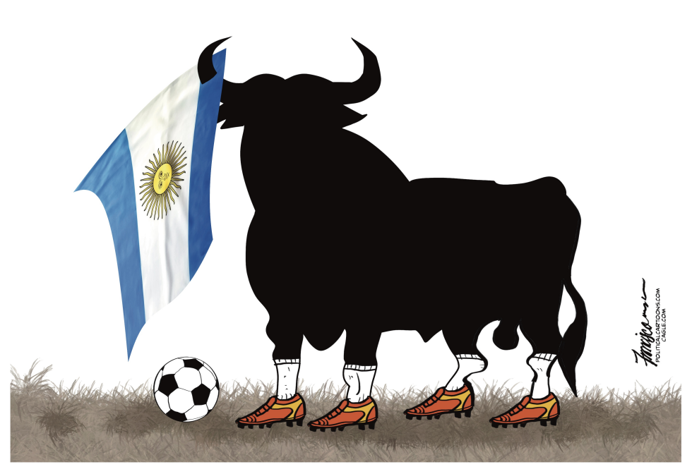 Argentina Bull Charges Forward in Soccer Cleats