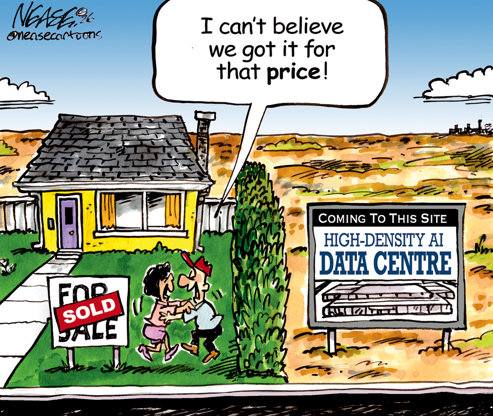 Couple celebrates bargain home purchase next to planned AI data centre