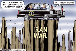 TRUMP LIMO STRANDED ON IRAN WAR CLIFF by Steve Greenberg