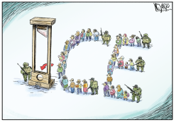 ICE GUILLOTINE TARGETS IMMIGRANT QUEUE by Christopher Weyant