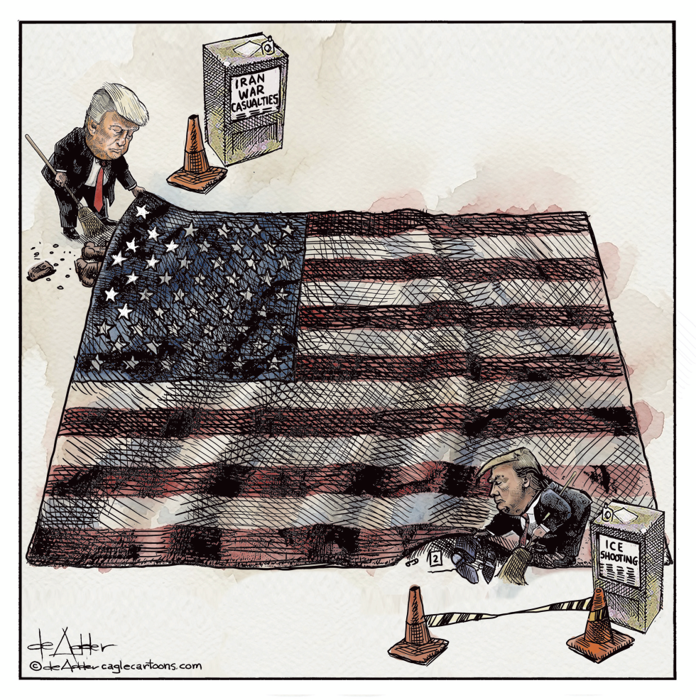 Trump sweeps Iran casualties and ICE incidents under the flag