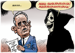 RFK JR. MAHA MOCKED BY GRIM REAPER by Paul Duginski