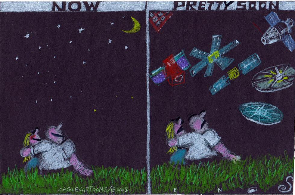 Satellites crowd out the stars in romantic night sky
