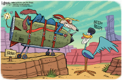 TRUMP COYOTE MISSILE TARGETS IRAN by Rick McKee