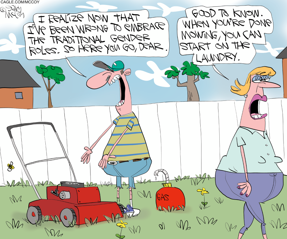Man Offers Mower After Rejecting Traditional Roles