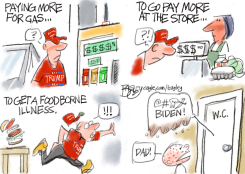 TRUMP SUPPORTER BLAMES BIDEN FOR COSTS by Pat Bagley