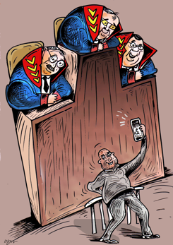 MAN TAKES SELFIE BEFORE WATCHING JUDGES by Oguz Gurel