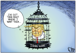 TRUMP CAGED IN IRAN WAR by Christopher Weyant