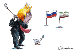 TRUMP SWINGS GOLF CLUB AT PEACE DOVE by Vladimir Kazanevsky