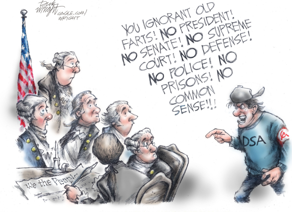 DSA Activist Confronts Founding Fathers Over Core Institutions