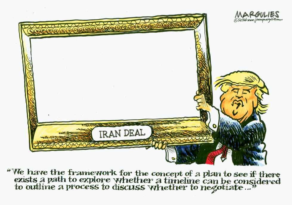 Trump Displays Empty Frame Labeled Iran Deal