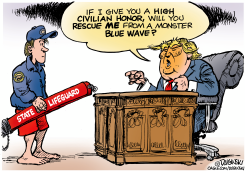 TRUMP SEEKS RESCUE FROM CALIFORNIA LIFEGUARD by Paul Duginski