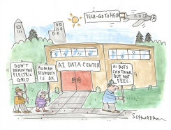 PROTESTERS OPPOSE AI DATA CENTER POWER USE by Harley Schwadron