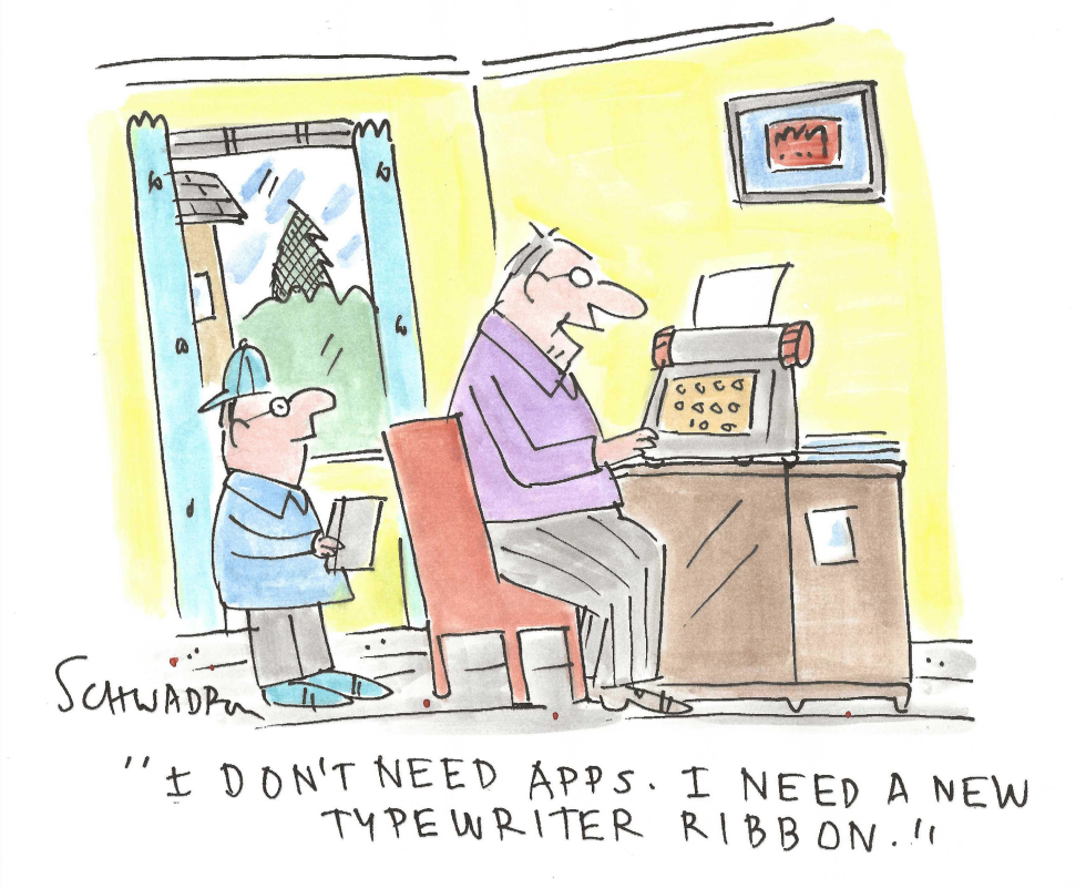 Elderly Worker Insists on Typewriter Ribbon Over Apps