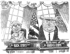 TRUMP ALTERS TRUMAN BUCK STOPS SIGN by John Darkow