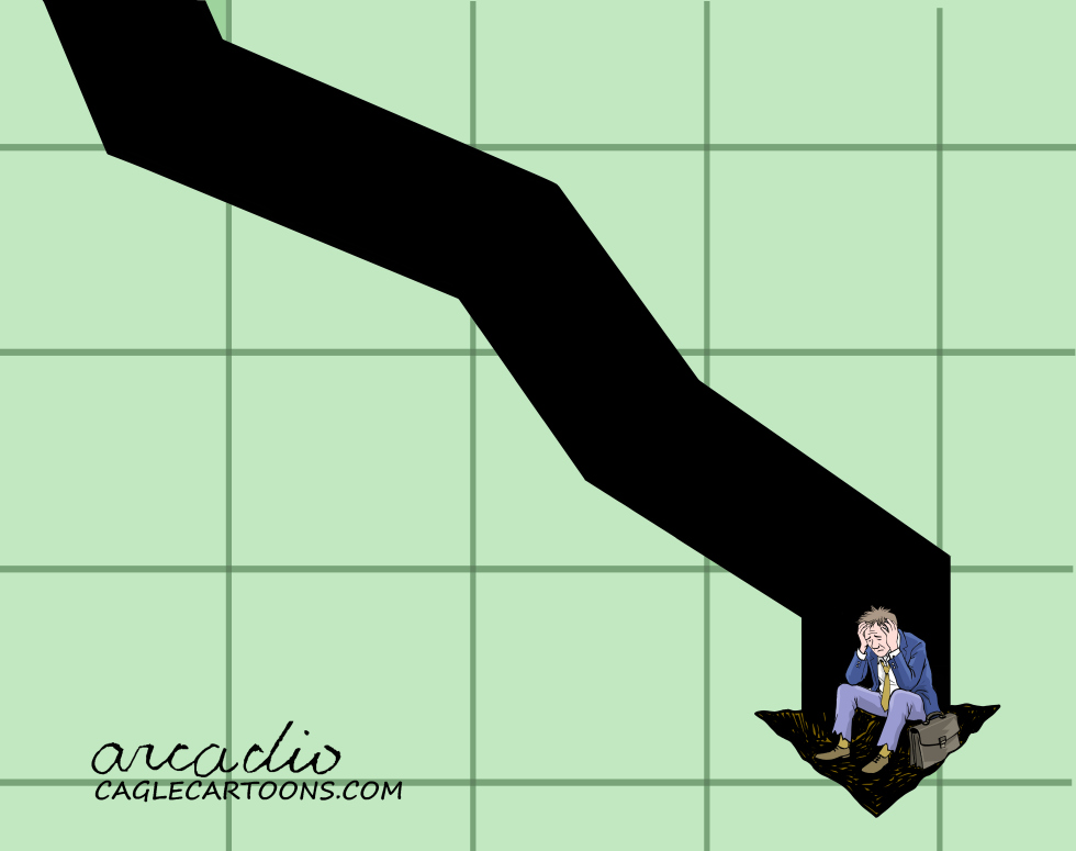Businessman Stranded by Sharp Economic Decline