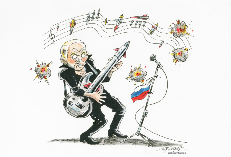Putin Turns Missiles Into Rock Guitar Riffs Amid Ongoing Strikes