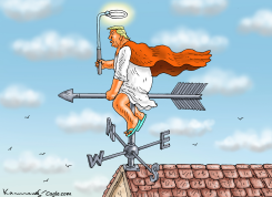 TRUMP ON WEATHER VANE WITH HALO by Marian Kamensky