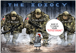 HEGSETH QUESTIONS US MILITARY TESTOSTERONE by Christopher Weyant