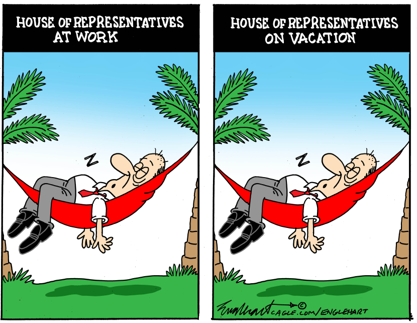 House of Representatives shown equally idle at work and on vacation