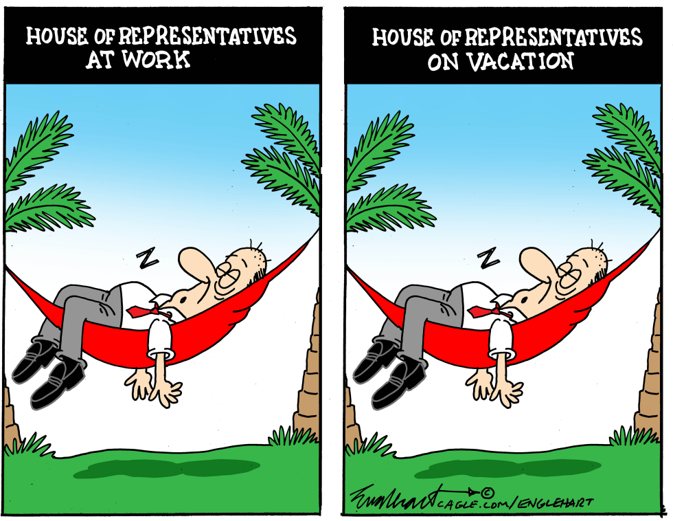 House of Representatives shown equally idle at work and on vacation