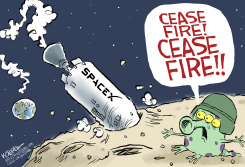 SPACEX ROCKET CRASHES INTO MOON by Jeff Koterba
