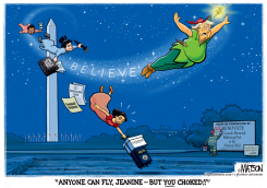 JEANINE PIRRO FALLS NEAR REFLECTING POOL by R.J. Matson