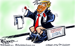 TRUMP PANTS DOWN ON BALLOT BOX by Milt Priggee