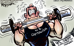 U.S. CAPITALISM LIFTS DEBT BARBELL by Milt Priggee