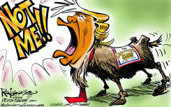 TRUMP AS GREATEST SCAPEGOAT DENIES BLAME by Milt Priggee