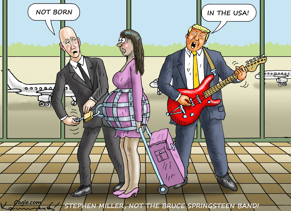 Trump and Miller Mock Birthright Citizenship With Springsteen Parody