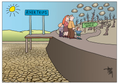 DROUGHT TURNS RIVER TRIPS INTO DRY GROUND DISAPPOINTMENT by Arend van Dam