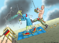 PUTIN CONTROLS AFD ON EU FLAG by Marian Kamensky