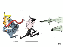 TRUMP NETANYAHU FLEE LABELED MISSILES by Becs