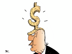 DOLLAR SIGN SCREWED INTO HEAD by Becs