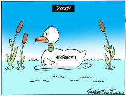 DECOY DUCK LABELED AIR FORCE ONE by Bob Englehart
