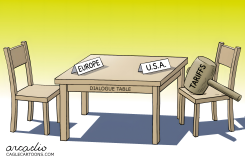 DIALOGUE TABLE BLOCKED BY TARIFFS by Arcadio Esquivel